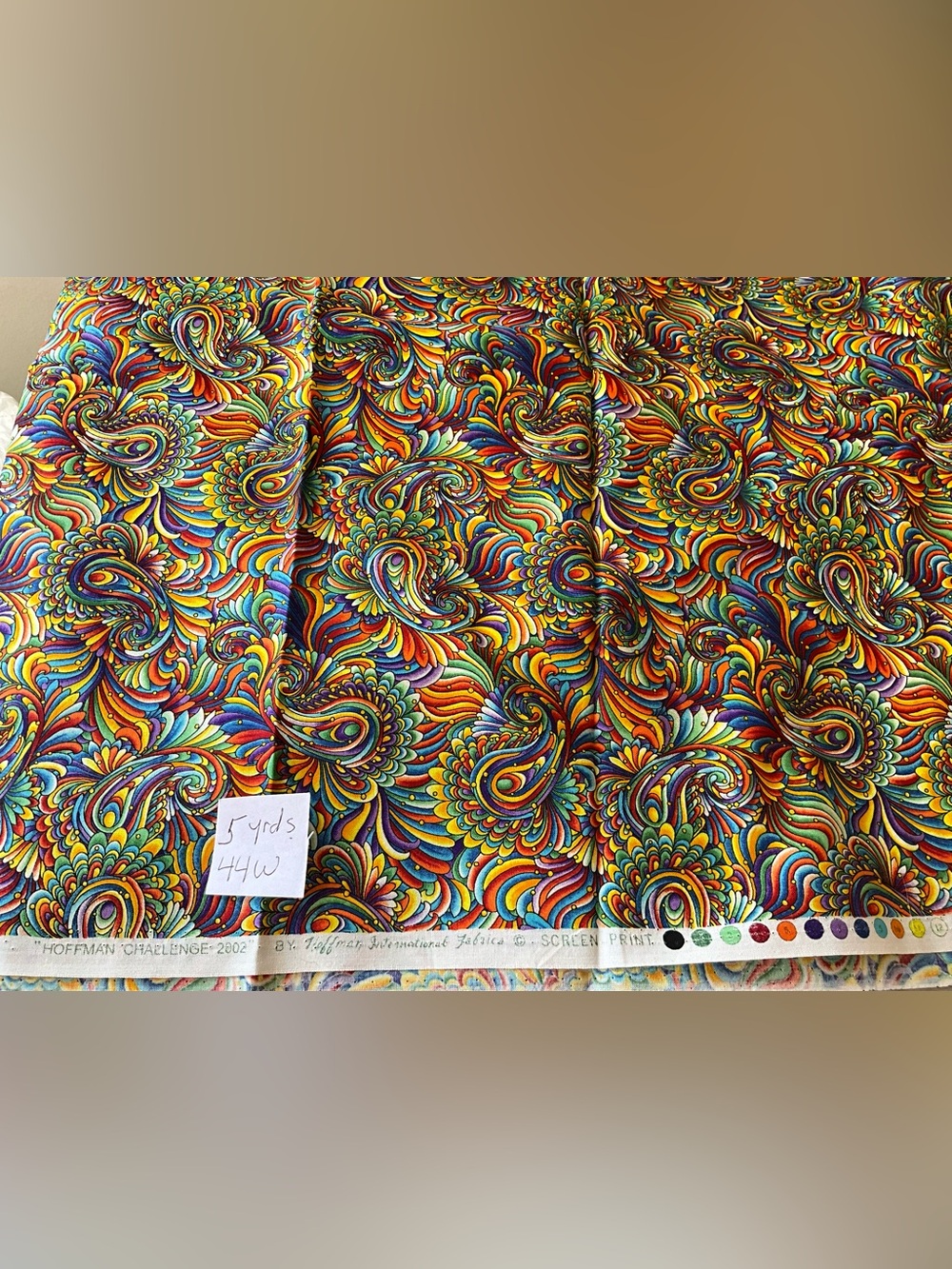 Quilting Sewing Crafts Material Vintage 2002 Hoffman Paisley 5 Yds Cotton